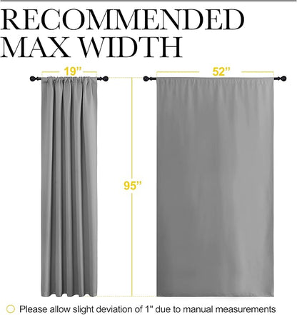 NICETOWN Living Room Curtains for Window - Energy Efficient & Noise Reducing Thermal Insulated Rod Pocket Blackout Drapes/Draperies for Living Room (Silver Grey, 2 Panels, W52 inches x L95 inches)