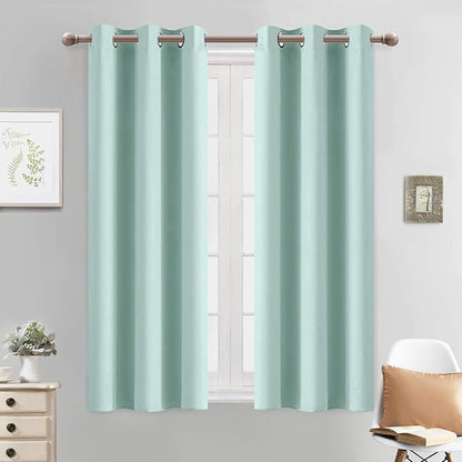 Yakamok Blackout Curtains Room Darkening Thermal Insulated with Grommet Window Curtain for Living Room, 38 x 54 inch, Aqua, 2 Panels