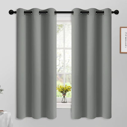 Yakamok Dove Grey Room Darking 63 Inch Length 2 Panel Sets for Livingroom Dining Room Darkening Thermal Insulated Bay Window Hotel Modern Elegant Black Out Sunblock Curtins/Bedroom,42 x 63 Inches