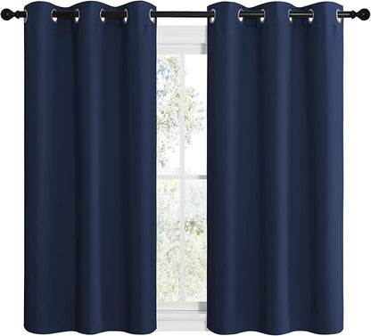 NICETOWN Blackout Curtain Panels, Window Treatment Energy Saving Thermal Insulated Solid Grommet Blackout Drapes/Draperies (Navy, 1 Pair, 42 by 48-inch)