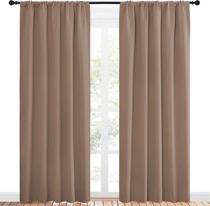 NICETOWN Room Darkening Curtains for Bedroom - Home Decoration Privacy Protection Thermal Insulated Solid Drapes/Draperies for Sliding Glass Door (Cappuccino, Set of 2, 52 x 84 inches)
