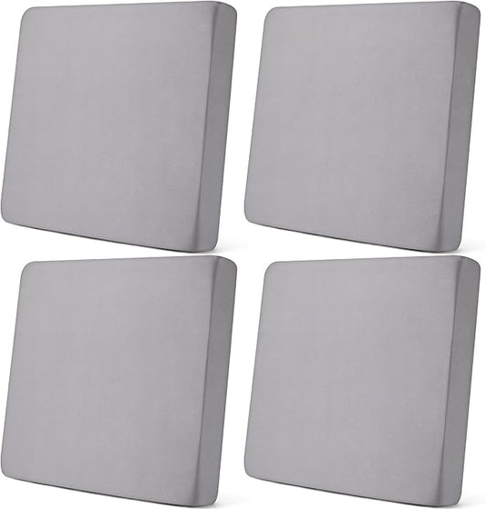 Newwiee Set of 4 Stretch Patio Cushion Covers Sofa Couch Seat Chair Slipcovers Cushion Cover Replacement Furniture Protector for Pets Washable(Light Grey,Seat Cover,Solid)