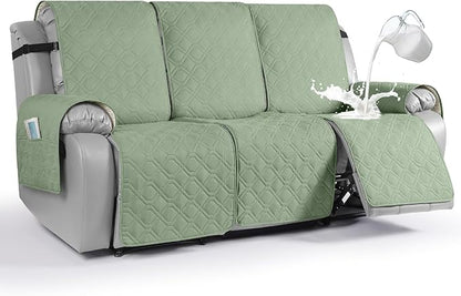 VANSOFY Waterproof Recliner Couch Covers, Sofa Covers 1-Piece Washable Reclining Sofa Cover Non-Slip Furniture Protector with Elastic Straps Pocket for Dogs, Pets(Light Green,3 Seater)
