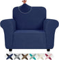 ZNSAYOTX Super Stretch Chair Slipcover (30"-47"), New Striped Sofa Chair Covers for Living Room, Dogs Pet Friendly Anti-Slip Chair Protector Spandex Armchair Slipcovers (Navy Blue, Chair)