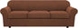 H.VERSAILTEX 4 Piece Stretch Sofa Covers for 3 Cushion Couch Covers for Living Room Furniture Slipcovers (Base Cover Plus 3 Seat Cushion Covers) Upgraded Thicker Jacquard Fabric (XL Sofa, Caramel)