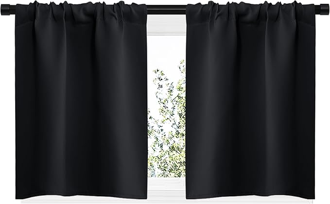 NICETOWN Short Curtains, Black Out RV Bunk Panels for Kitchen - Energy Smart Decoration Thermal Insulating Blackout Drapes/Draperies for Small Window (2 Panels, 29 inches Wide by 20 inches Long)