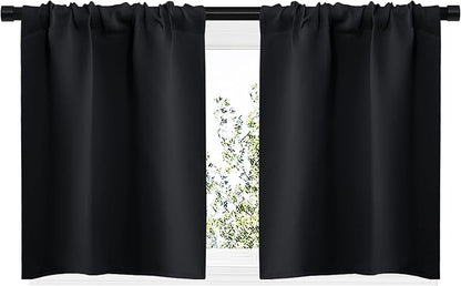 NICETOWN Short Curtains, Black Out RV Bunk Panels for Kitchen - Energy Smart Decoration Thermal Insulating Blackout Drapes/Draperies for Small Window (2 Panels, 29 inches Wide by 20 inches Long)