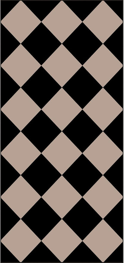 Front Door Mat Indoor Entrance - 2x4.3 Ft Black Tan Non-Slip Washable Outdoor Porch Rug Doormats Geometric Checkered Diamond Layered Rug for Front Door Kitchen Hallway Bedroom Laundry Room