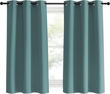 NICETOWN Modern Blackout Curtains Noise Reducing, Greyish Blue, 2 Panels, W42 x L60 -Inch, Thermal Insulated and Privacy Room Darkening Drape Panels for Boy's Guest Room Door Small Short Window