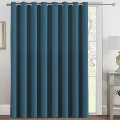 H.VERSAILTEX Blackout Patio Curtains 100 x 84 Inches for Sliding Door Extral Wide Blackout Curtain Panels Thermal Insulated Room Divider - Grommet Top, 7' Tall by 8.5' Wide - Dark Teal