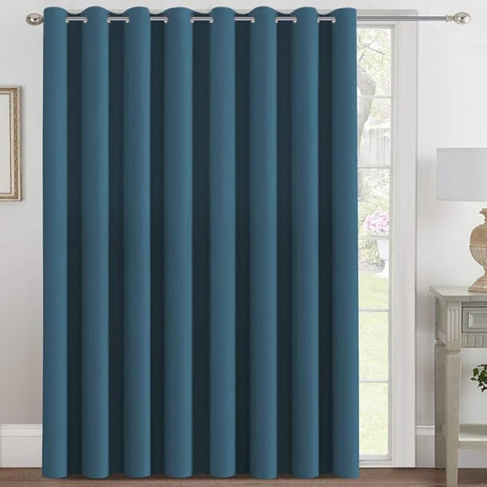 H.VERSAILTEX Blackout Patio Curtains 100 x 96 Inches for Sliding Door Extral Wide Blackout Curtain Panels Thermal Insulated Room Divider - Grommet Top, 8' Tall by 8.5' Wide - Dark Teal