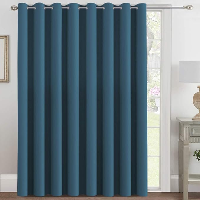 H.VERSAILTEX Blackout Patio Curtains 100 x 108 Inches for Sliding Door Extral Wide Blackout Curtain Panels Thermal Insulated Room Divider - Grommet Top, 9' Tall by 8.5' Wide - Dark Teal