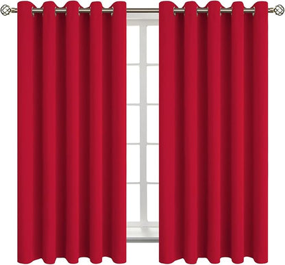 BGment Room Darkening Curtains 63 Inches Long - Grommet Thermal Insulated Drapes Window Treatment Curtains for Bedroom, 2 Panels, 70 x 63 Inch, Red