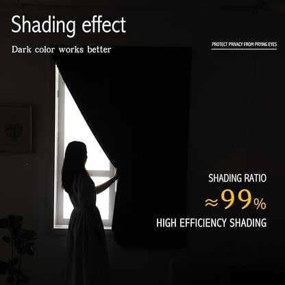 Blackout Curtains for Bedroom Stick On Curtains Window Shades Pull Down Blackout Window Cover No Drillng Self Adhesive Curtains No Rod Small Curtain, 47" W X 71" L, Dark Green, 1 Panel