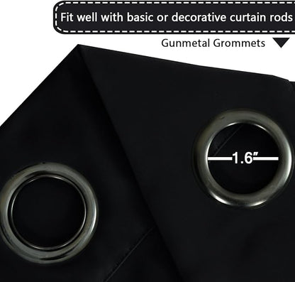 H.VERSAILTEX Blackout Patio Curtains 100 x 108 Inches for Sliding Door Extral Wide Blackout Curtain Panels Thermal Insulated Room Divider - Grommet Top, 9' Tall by 8.5' Wide - Jet Black