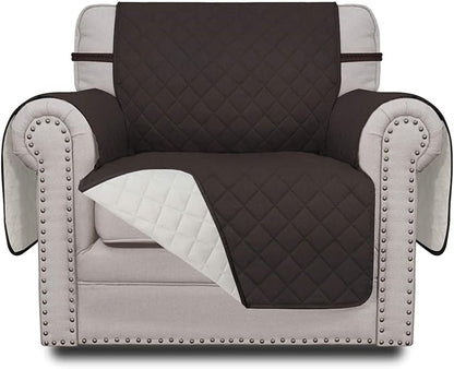 Easy-Going Chair Sofa Slipcover Reversible Sofa Cover Water Resistant Couch Cover Furniture Protector Cover with Elastic Straps for Pets Kids Children Dog Cat (Chair, Chocolate/Ivory)