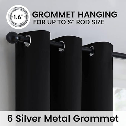 SimpleHome 100% Blackout Curtains for Bedroom,Thermal Insulated Black Grommet Window Drapes Room Darkening Curtains for Living Room with Black Back,38 x 84 Inch,2 Panels