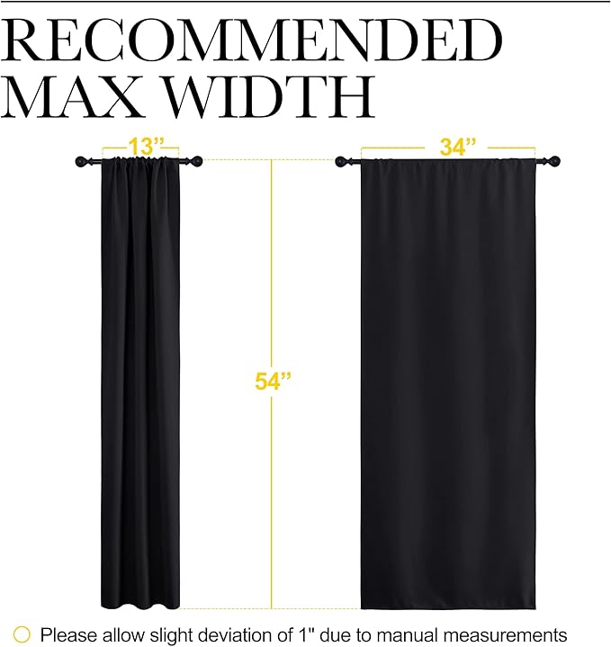 NICETOWN Black Out Curtain Panels for Kitchen - Energy Smart Decoration Thermal Insulating Blackout Drapes/Draperies for Small Window (2 Panels, 34 in x 54 in (W x L))