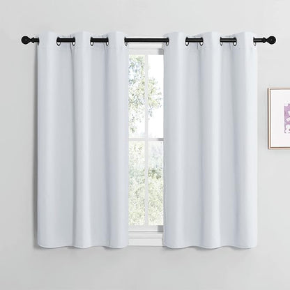 NICETOWN Room Darkening Draperies Curtains Panels, Window Treatment Thermal Insulated Grommet Room Darkening Curtains/Drapes for Bedroom (Greyish White, 2 Panels, W42" X L40")