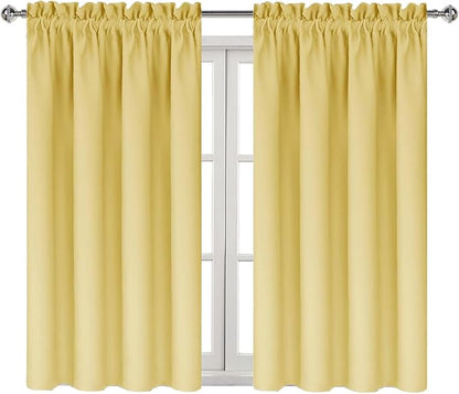 DWCN Blackout Curtains for Bedroom – Rod Pocket Thermal Insulated Noise Reducing Noise Reducing Drapes for Living Room, W 42 x L 54 Inch, 2 Panels, Light Yellow