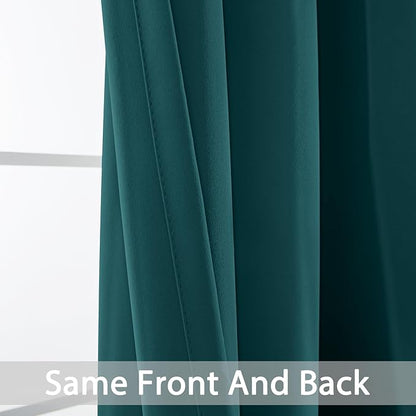 Yakamok Blackout Curtains for Bedroom 2 Panels Set 72 Inch Length Thermal Insulated Room Darkening Dark Black Out Drapery Grommet Window Treatments Drapes for Living Room, 38x72, Dark Teal