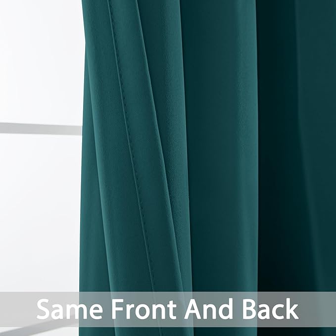 Yakamok Blackout Curtains for Bedroom 2 Panels Set 84 Inch Length Thermal Insulated Room Darkening Dark Black Out Drapery Grommet Window Treatments Drapes for Living Room, 38x84, Dark Teal