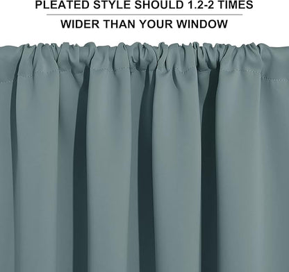 RYB HOME Cafe Blackout Curtains 24 inch Length, RV Curtains for Camper Windows, Mini Short Small Insulating Light UV Blocking Privacy Half Window Tiers, Width 29 by Length 24, Dusty Blue, 2 Panels