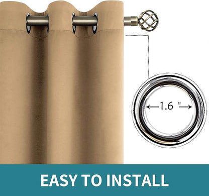 BGment Blackout Curtains for Living Room - Grommet Thermal Insulated Room Darkening Curtains for Bedroom, 2 Panels of 42 x 63 Inch, Khaki