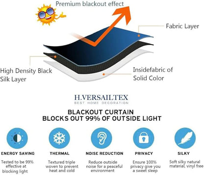 H.VERSAILTEX Blackout Patio Curtains 100 x 108 Inches Solid Thermal Insulated Grommet Blackout Curtains/Drapes for Sliding Door Extral Wide Curtain Panels Room Divider, 9' Tall by 8.5' Wide - Sage