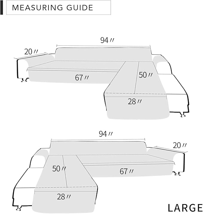 Easy-Going Sofa Slipcover L Shape Sofa Cover Sectional Couch Cover Furniture Protector Mat for Pets Dog Cat (Large, Light Blue/Light Blue)