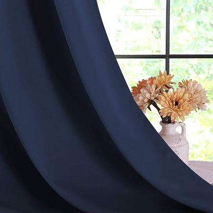 NICETOWN Navy Blackout Curtains for Living Room, 2 Panels, W34 x L80, Window Treatment Energy Saving Thermal Insulated Room Darkening Solid Grommet Panels for Bedroom