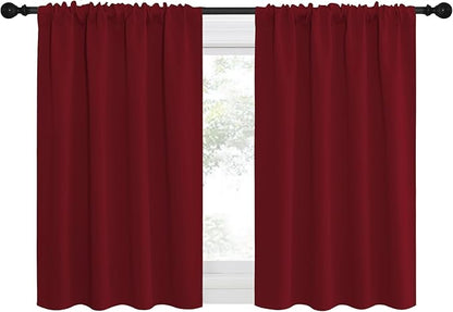 NICETOWN 30 inch Curtains for Small Windows, Thermal Insulated Privacy Short Drapes for Kitchen Bathroom (Set of 2, Burgundy Red, 34" Wide)