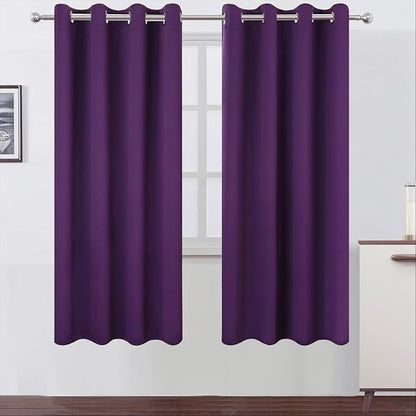 LEMOMO Blackout Curtains 66 x 72 Inch Long Purple Curtains Set of 2 Panels Room Darkening Curtains for Bedroom and Living Room