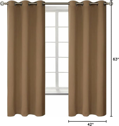 BGment Blackout Curtains for Living Room - Grommet Thermal Insulated Room Darkening Curtains for Bedroom, 2 Panels of 42 x 63 Inch, Taupe