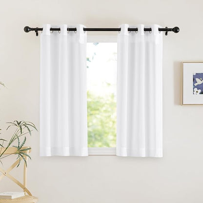 NICETOWN White Sheer Curtains 45 inches Long, Grommet Light Filtering Airy Voile Sheer Lightweight & Breathable Window Treatments for Kitchen/Cafe, W30 x L45, 2 Panels