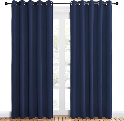 NICETOWN Blackout Curtain Panels, Window Treatment Energy Saving Thermal Insulated Solid Grommet Blackout Drapes/Draperies (Navy, 1 Pair, 60 by 84-inch)