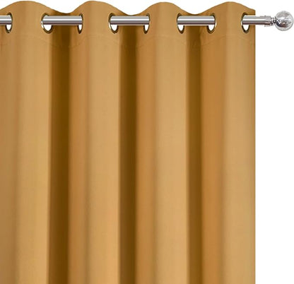 LEMOMO Blackout Curtains 66 x 54 Inch Long Mustard Yellow Curtains Set of 2 Panels Room Darkening Curtains for Bedroom and Living Room