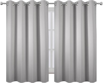 LEMOMO Light Grey Blackout Curtains 52 x 54 Inch Length/Set of 2 Curtain Panels/Thermal Insulated Room Darkening Blackout Curtains for Bedroom