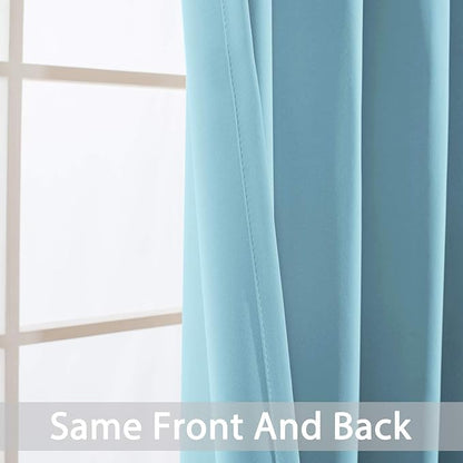 Yakamok Blackout Curtains for Bedroom,Thermal Insulated Grommet Top Drapes for Living Room,Sky Blue,52x84 Inch, 2 Panels