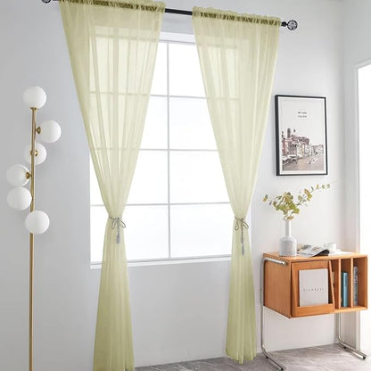 SpaceDresser Basic Rod Pocket Sheer Voile Window Curtain Panels Sage Green 1 Pair 2 Panels 52 Width 72 Inch Long for Kitchen Bedroom Children Living Room Yard（Sage Green, 52W x 72L）