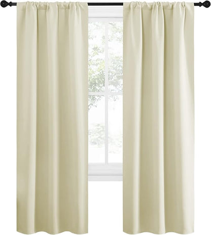 NICETOWN Blackout Curtains for Living Curtains, Window Treatment Thermal Insulated Solid Room Darkening Drape Panels for Girls Room (Beige, Set of 2, 34 inches Width by 72 inches Length)