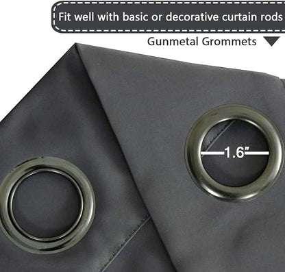 H.VERSAILTEX Blackout Patio Curtains 100 x 108 Inches for Sliding Door Extral Wide Blackout Curtain Panels Thermal Insulated Room Divider - Grommet Top, 9' Tall by 8.5' Wide - Charcoal Gray
