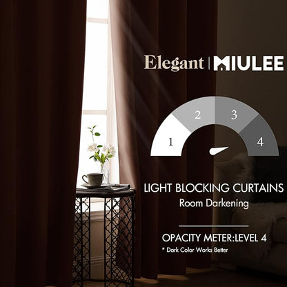 MIULEE Blackout Curtains for Bedroom Living Room Thermal Insulated Room Darkening Mocha Grommet Top Solid Light Blocking Drapery Set of 2 Window Panels 52 x 72 Inches, Cappuccino Brown