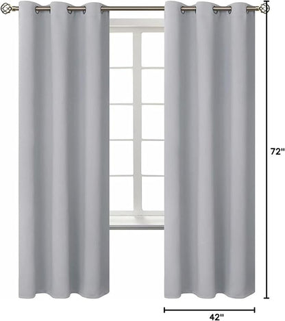 BGment Room Darkening Curtains 72 Inches Long - Grommet Thermal Insulated Drapes Window Treatment Curtains for Bedroom, 2 Panels, 42 x 72 Inch, Light Grey