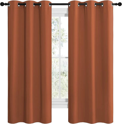NICETOWN Bedroom Blackout Curtains 68 inches Long, Privacy and Thermal Insulated Blackout Drapes for Windows (Burnt Orange, 1 Pair, 42 x 68 inches)