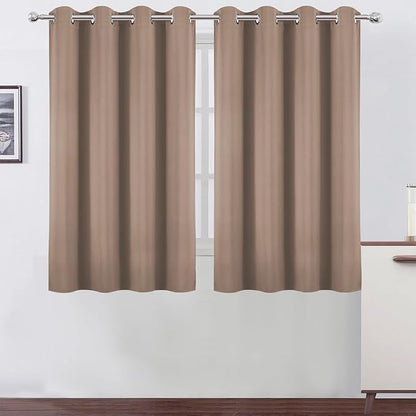 LEMOMO Blackout Curtains 66 x 54 Inch Long Cappuccino Curtains Set of 2 Panels Room Darkening Curtains for Bedroom and Living Room