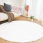 Ghouse Faux Rabbit Fur Round Rug 8ft White Round Rugs for Bedroom Decor Fluffy Area Rugs for Living Room, no-Shedding Carpet Sheepskin Washable Rug Rome Decor