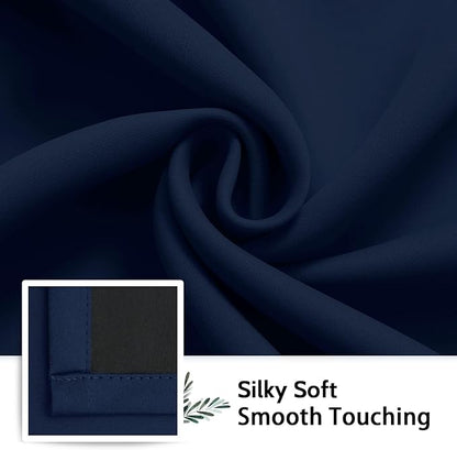SimpleHome 100% Blackout Curtains for Bedroom,Thermal Insulated Navy Blue Grommet Window Drapes Room Darkening Curtains for Living Room with Black Back,38 x 72 Inch,2 Panels