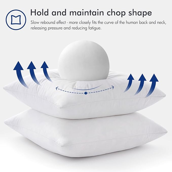 MIULEE 16x16 Pillow Inserts,Set of 2 Down Feather Throw Pillows for Couch Sofa Bed, Decorative Fluffy Throw Pillow Inserts Cotton Fabric,White
