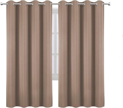 LEMOMO Blackout Curtains 66 x 72 Inch Long Cappuccino Curtains Set of 2 Panels Room Darkening Curtains for Bedroom and Living Room